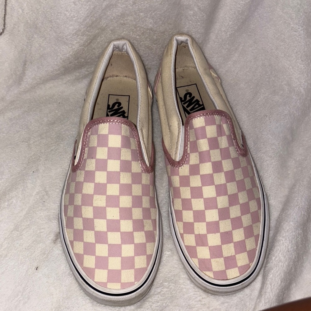 Vans light purple and Cream Checkered Slip-Ons
